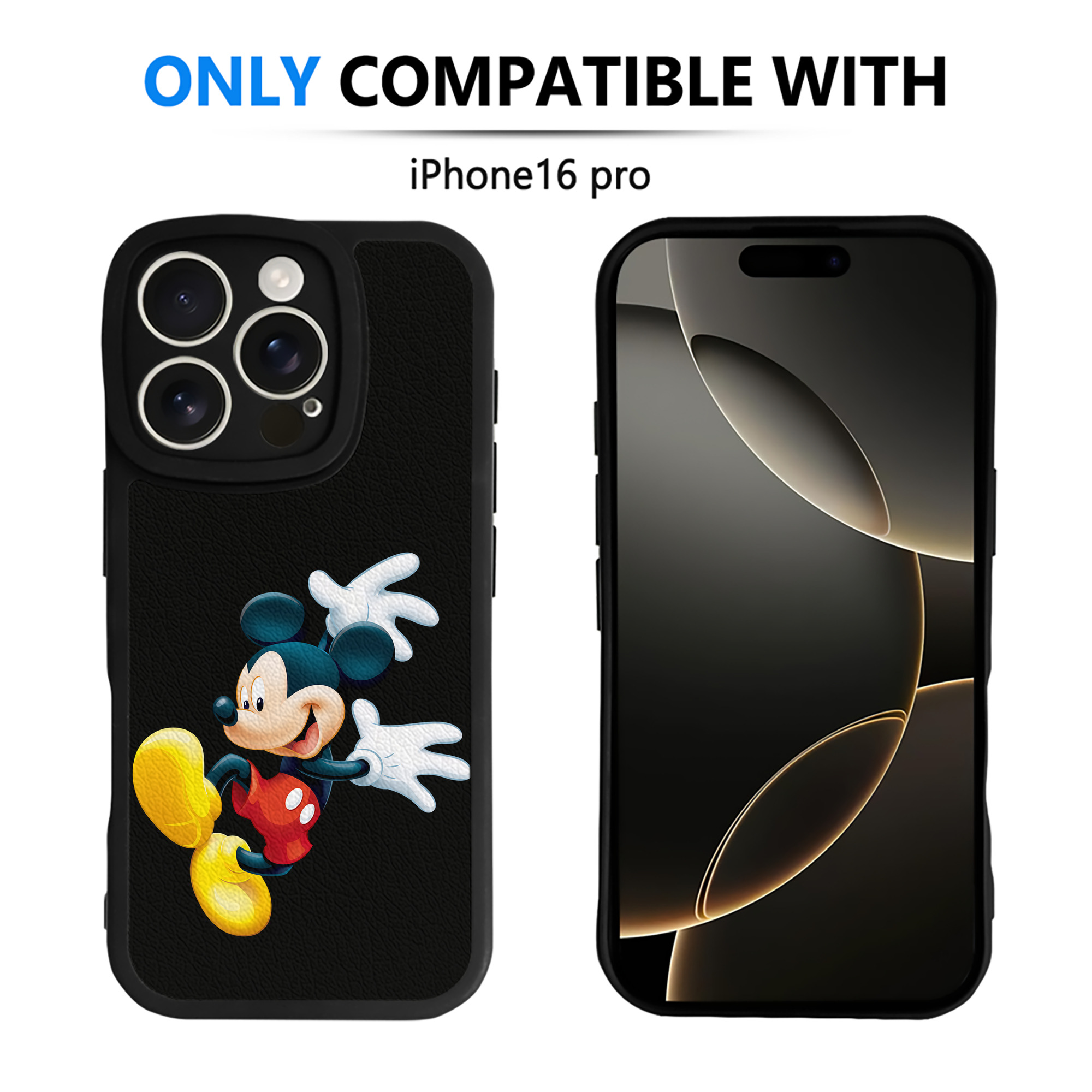 （画像用） ミッキーマウス Mickey Mouse 【iPhone 16シリーズ対応】シリコンスマホケース（レザー調） 材質：シリコン
